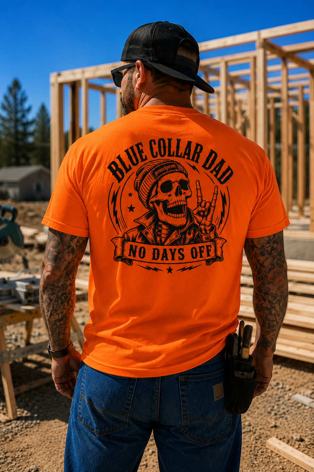 Safety Green and Yellow Mens Work Shirt | Blue Collar Dad No Days Off