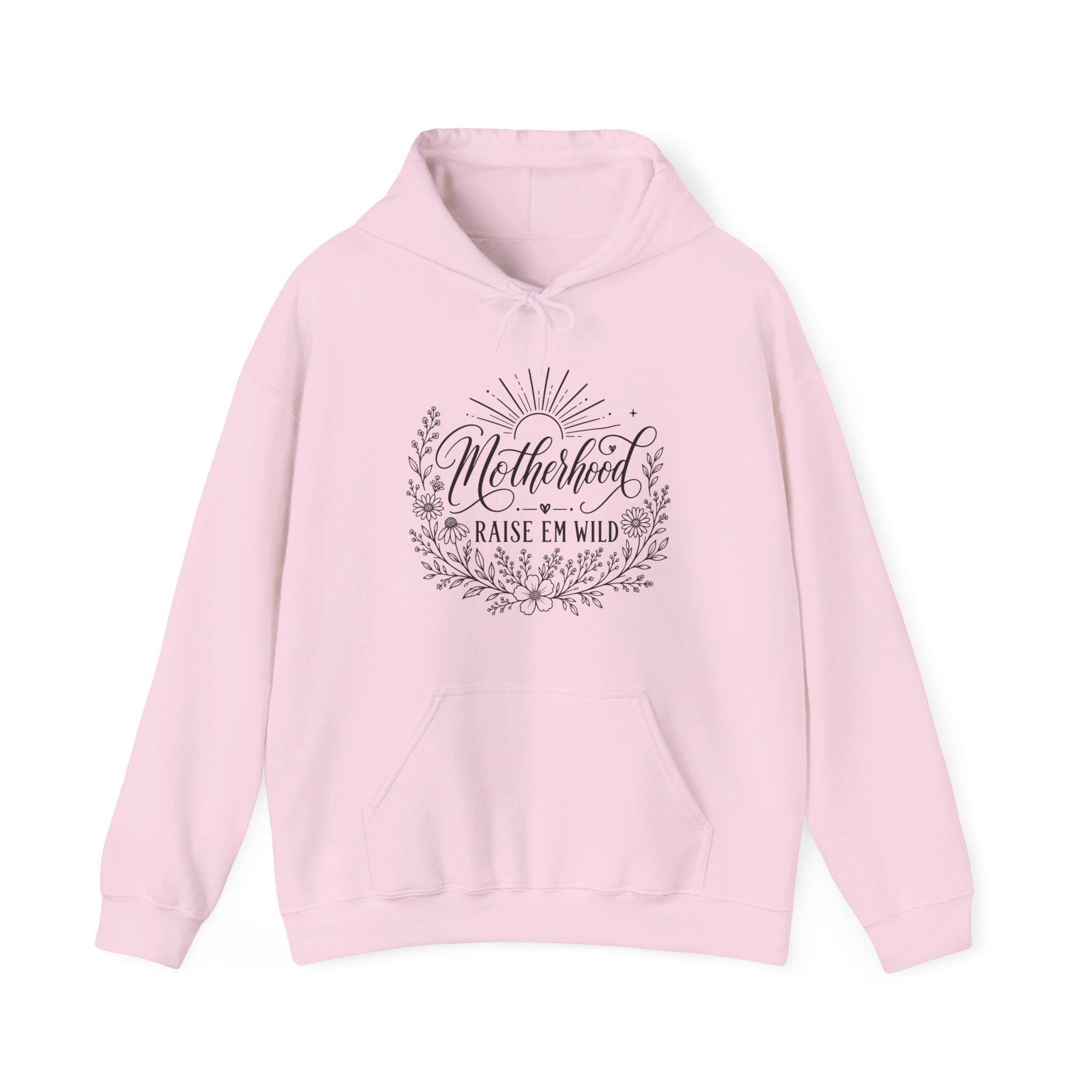 Light blue cozy motherhood hoodie for moms who love floral boho mom life apparel
