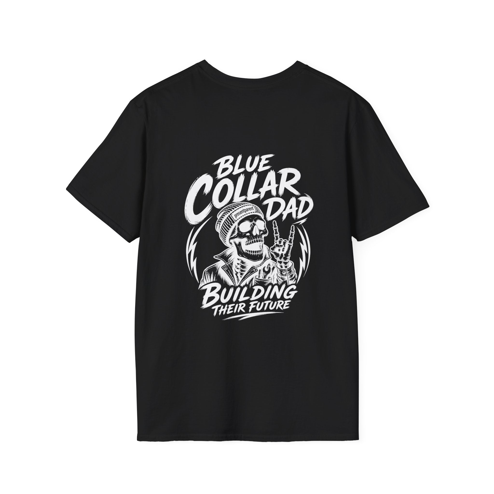 Blue Collar Dad Shirt, Building Their Future Tee, Hardworking Dad Gift, Blue Collar Back Print T-Shirt