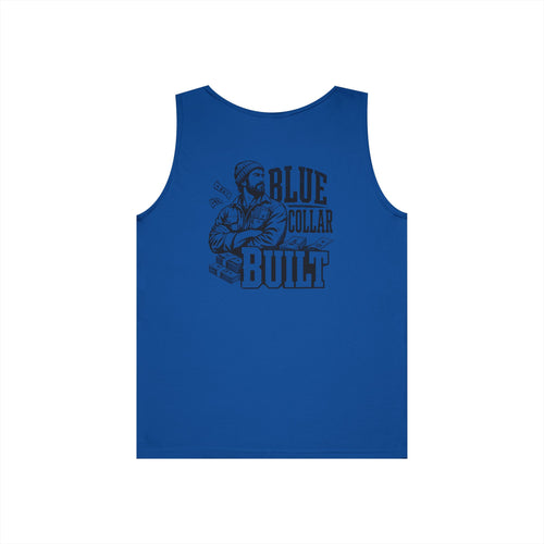 Blue Collar Built Tank Top, Mens Workwear Tank, Blue Collar Dad Shirt, Hardworking Dad Gift, Construction Worker Gift, Back Graphic Tank