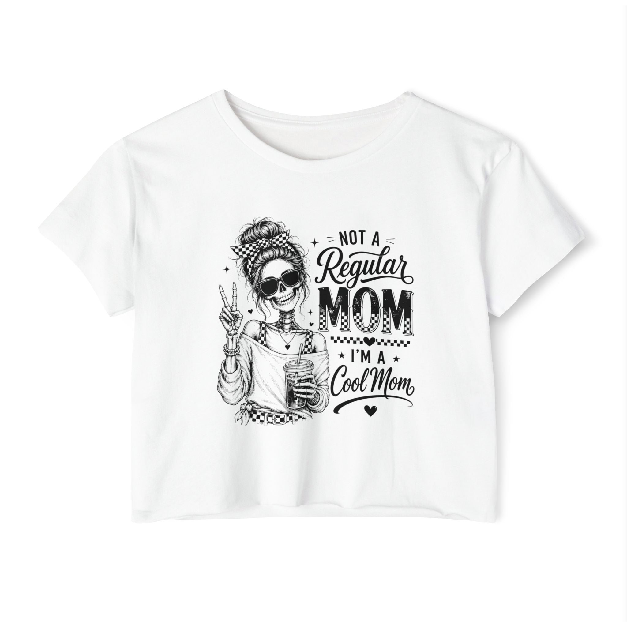 Not A Regular Mom crop top product image with funny cool mom graphic design.