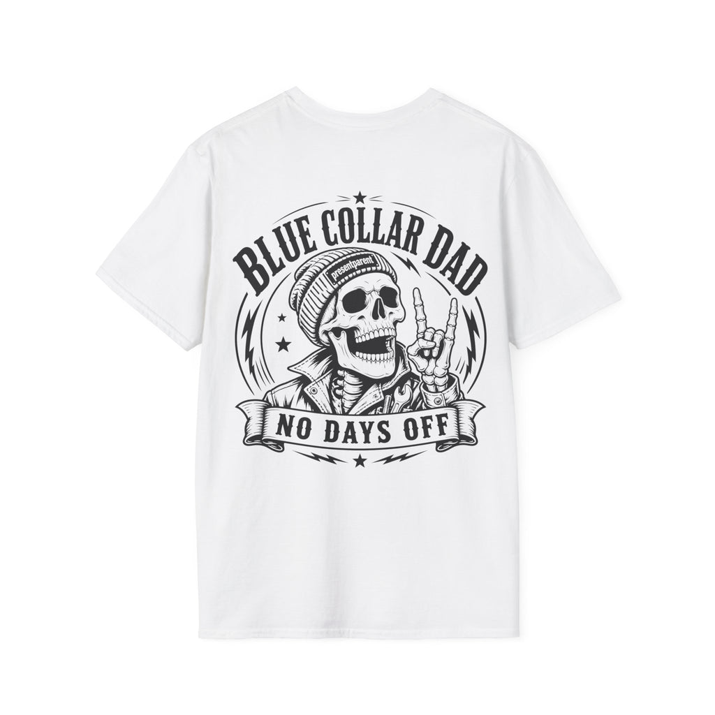 Blue Collar Dad Shirt, Fathers Day Gift for Dad, Working Dad T-Shirt, No Days Off Back Print Tee, Construction Dad Gift, Mens Graphic Tee