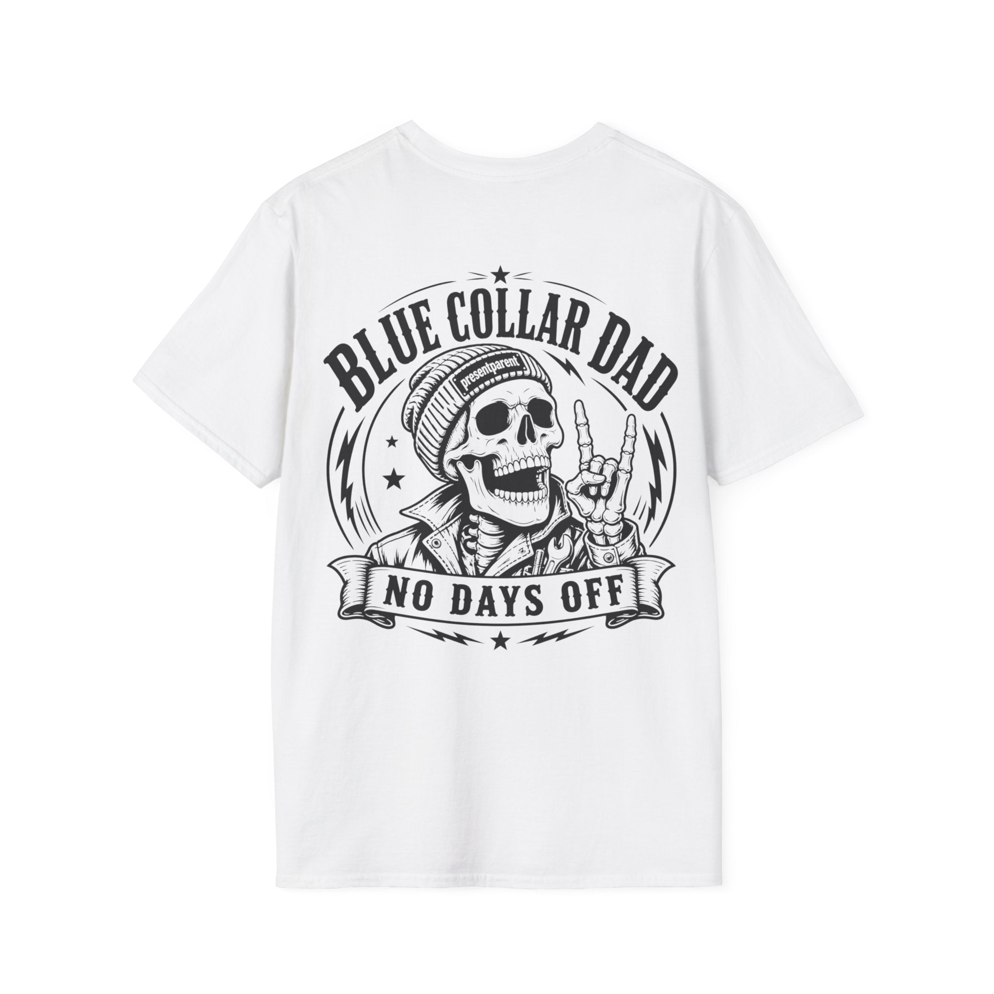 Blue Collar Dad Shirt, Fathers Day Gift for Dad, Working Dad T-Shirt, No Days Off Back Print Tee, Construction Dad Gift, Mens Graphic Tee