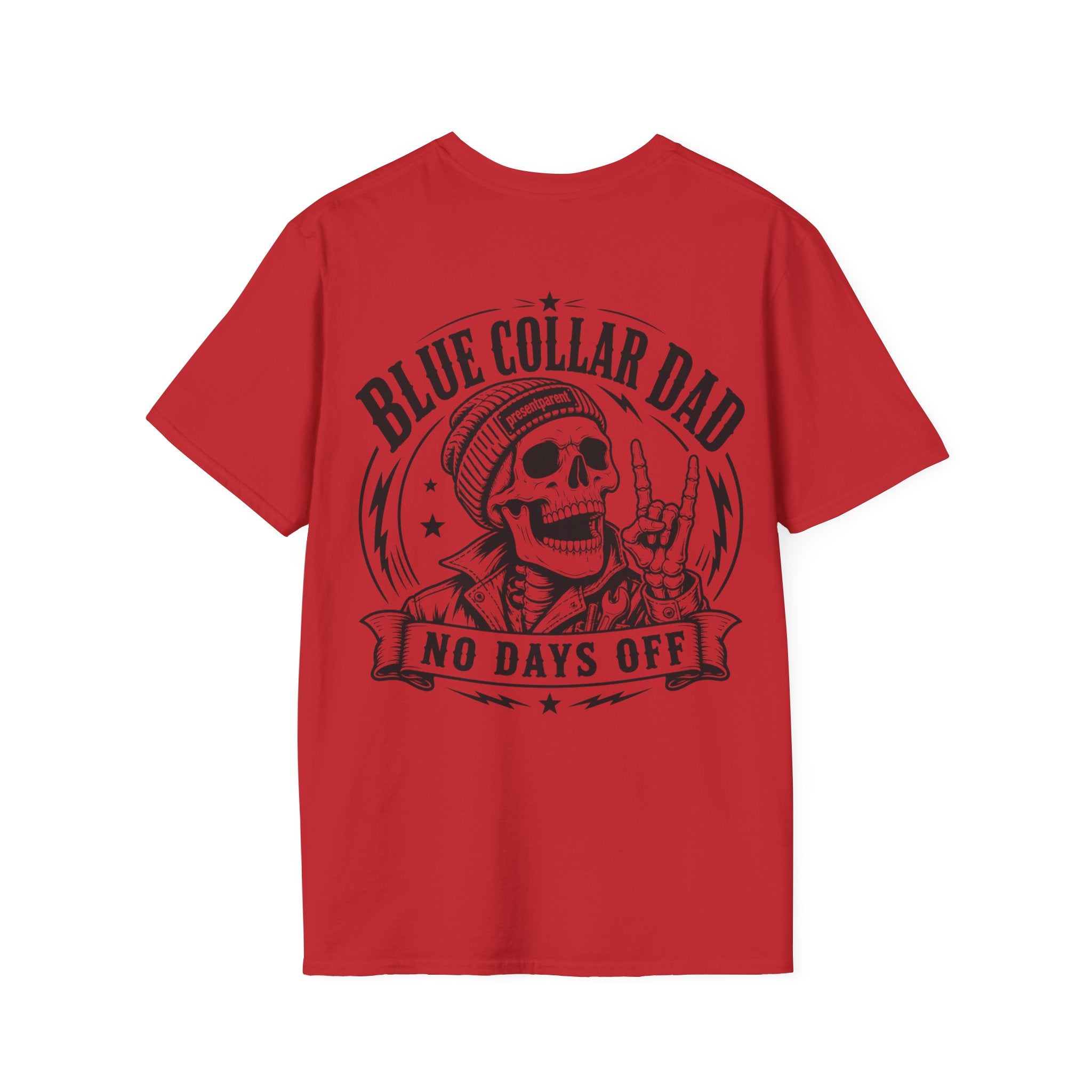 Blue Collar Dad Shirt, Fathers Day Gift for Dad, Working Dad T-Shirt, No Days Off Back Print Tee, Construction Dad Gift, Mens Graphic Tee