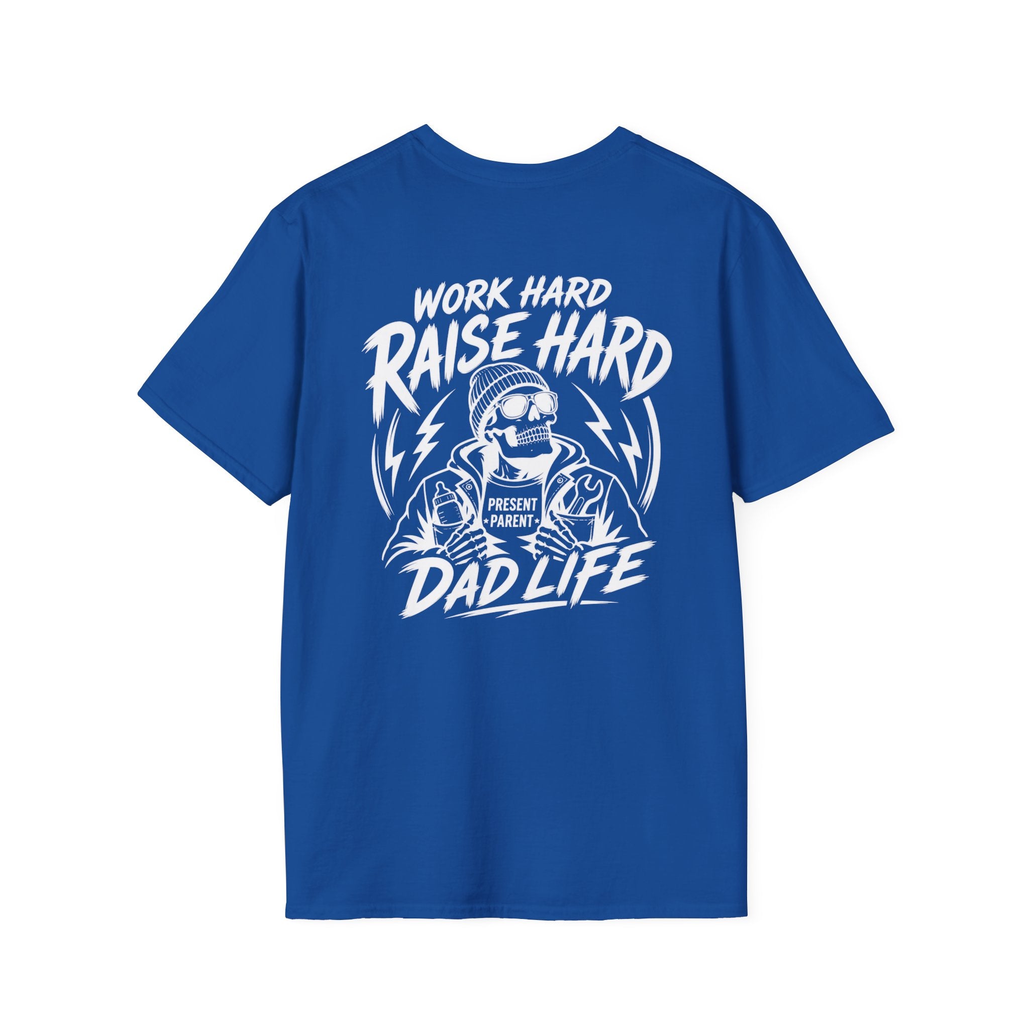 Mens Graphic Blue Collar Dad T-Shirt | Work Hard Raise Hard