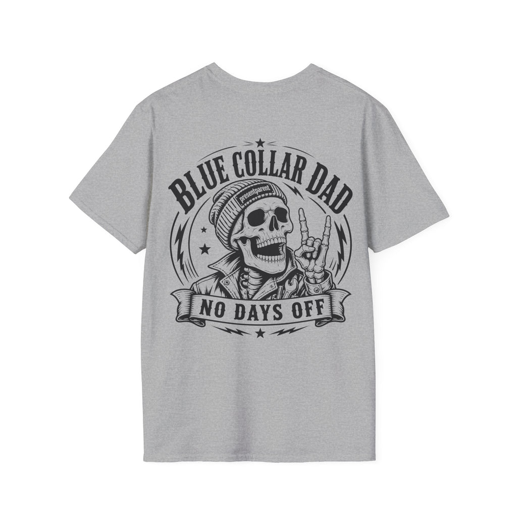 Blue Collar Dad Shirt, Fathers Day Gift for Dad, Working Dad T-Shirt, No Days Off Back Print Tee, Construction Dad Gift, Mens Graphic Tee