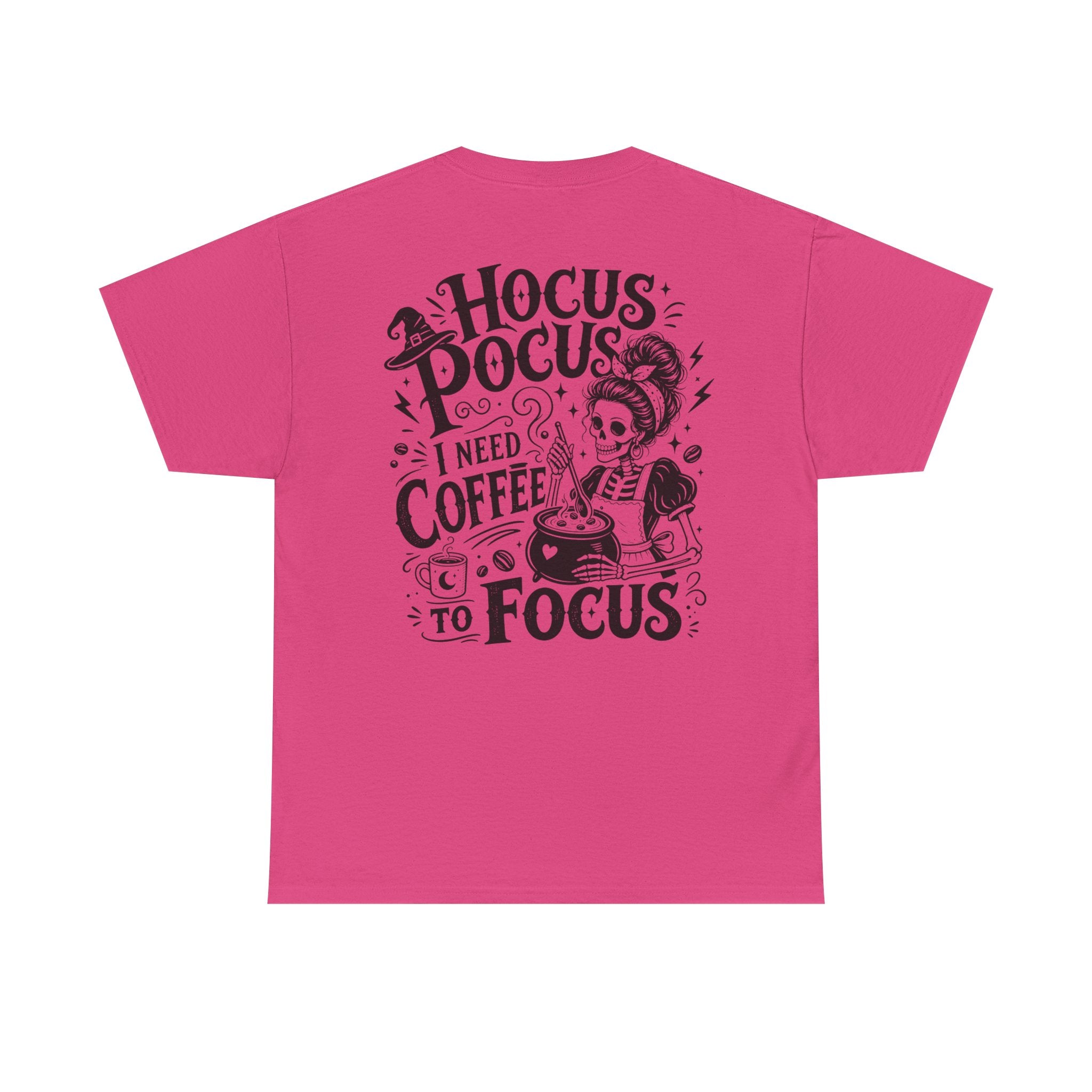Spooky coffee graphic tee product image for women who love coffee, witchy style, and casual shirts.
