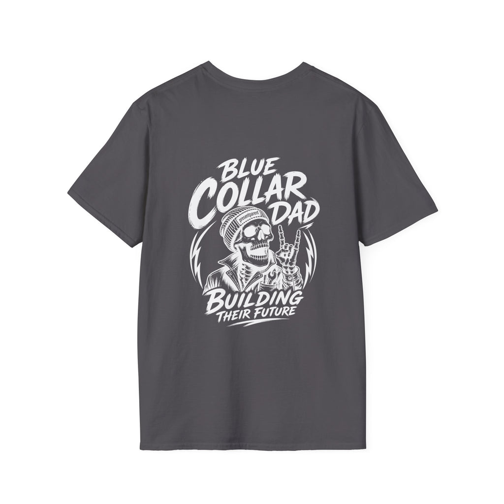 Blue Collar Dad Shirt, Building Their Future Tee, Hardworking Dad Gift, Blue Collar Back Print T-Shirt