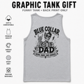 Sport grey Blue Collar Dad graphic tank top mockup featuring a bold black back print with skeleton dad artwork, work hard dad harder quote, funny blue collar Father’s Day gift design, soft comfortable sleeveless shirt, premium quality print, machine washable men’s tank top