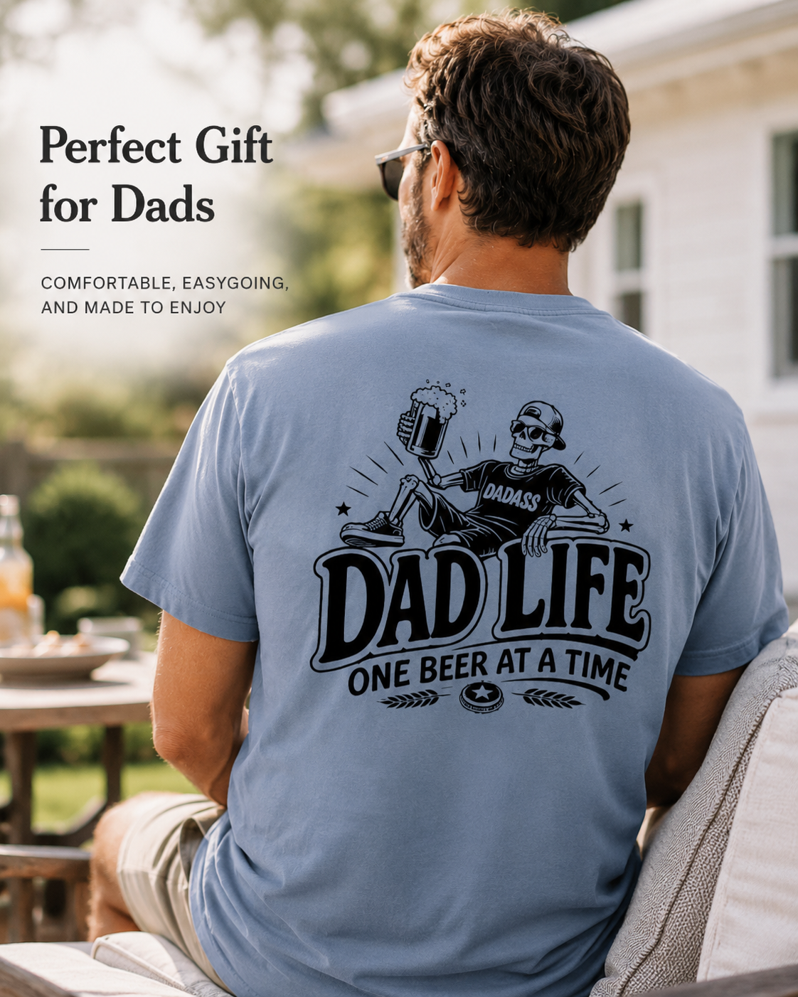 Dad Life Beer t-shirt product image featuring a One Beer at a Time Father’s Day gift design.
