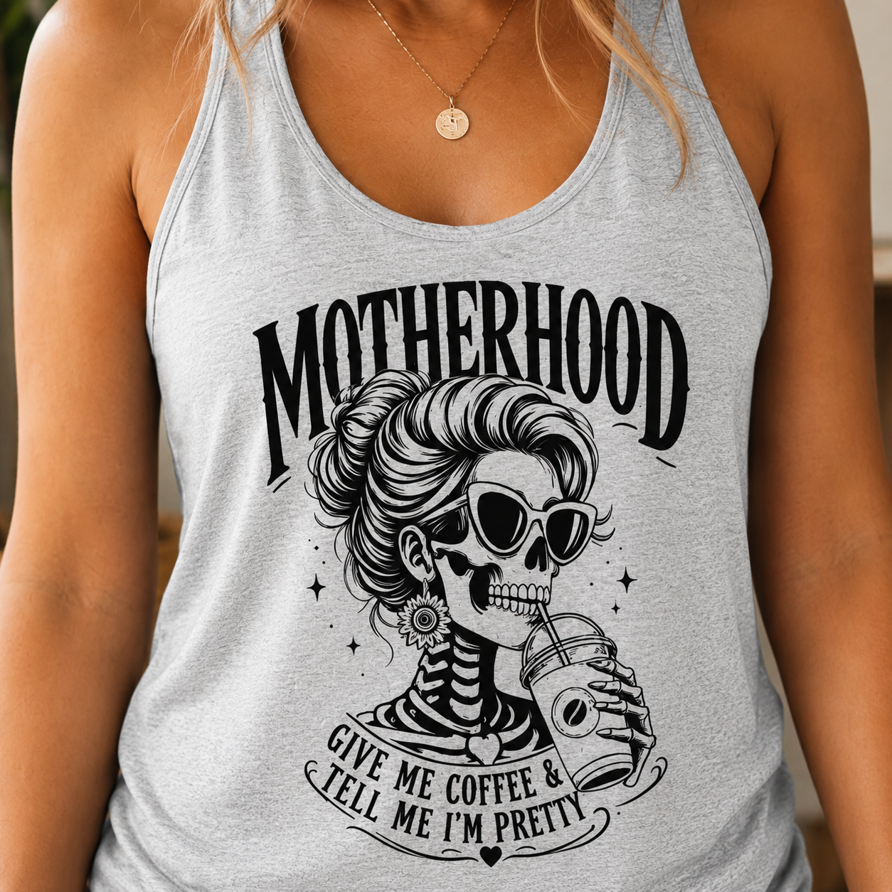 Get Me Coffee & Tell Me I'm Pretty Racerback Tank | Funny Coffee Mom Gift for Women