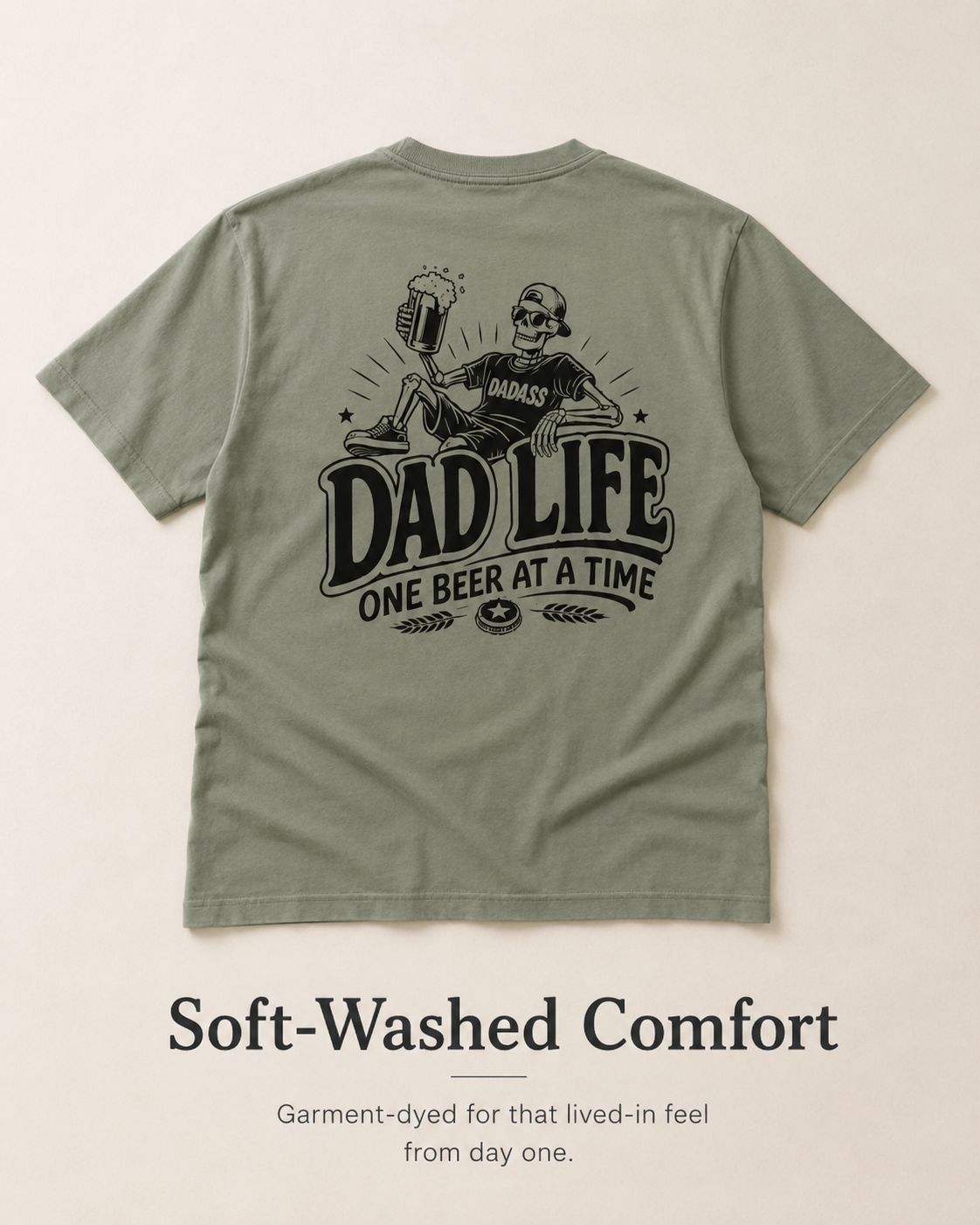 One Beer at a Time dad shirt product image for beer-loving dads, husbands, and stepdads.